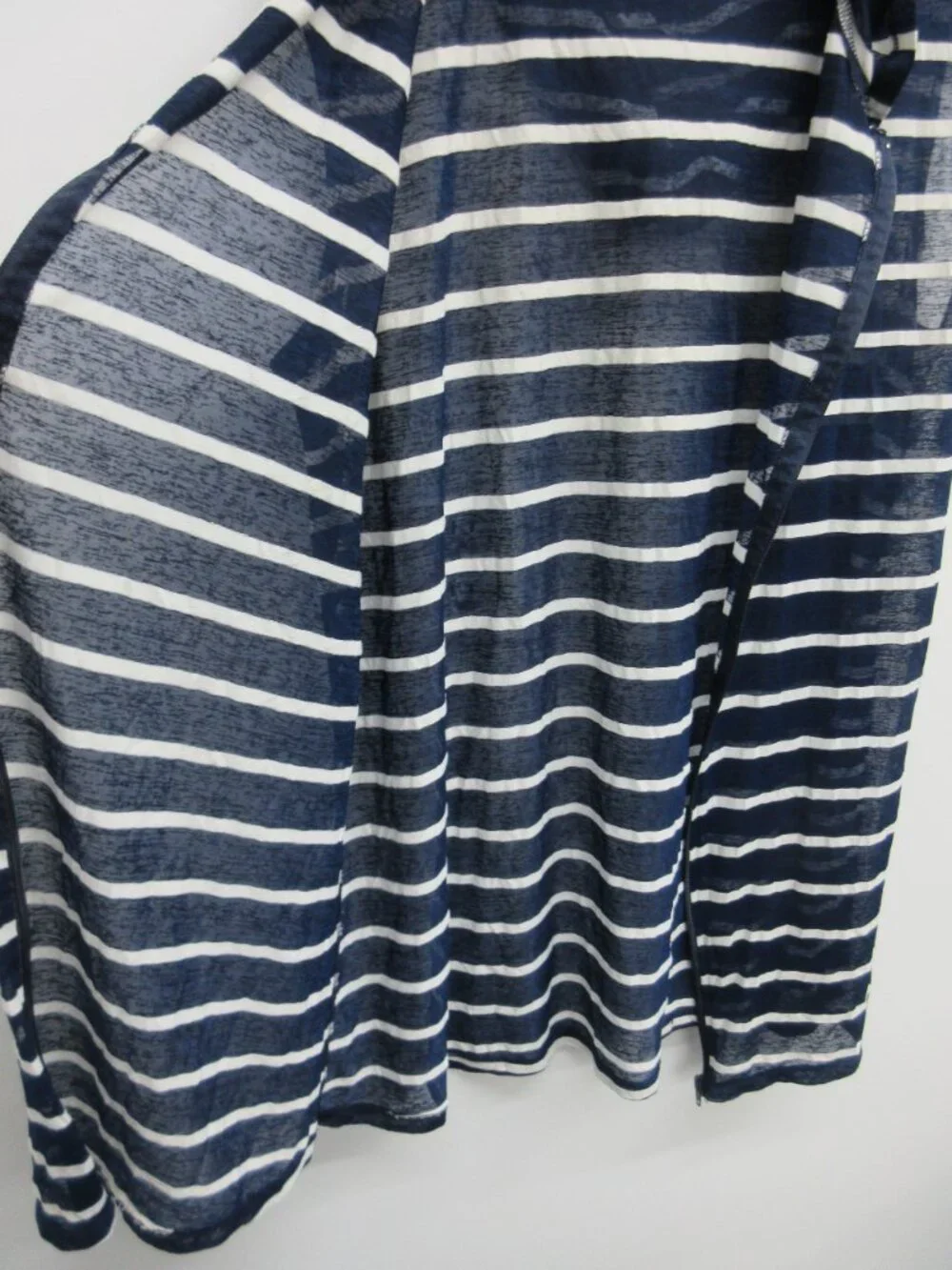 PORTOCRUZ HOODED SWIM COVER UP XL DARK BLUE WHITE STRIPES SLEEVELESS ZIPPED